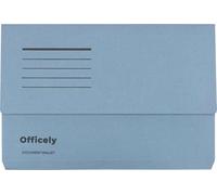 Officely Document Wallets Foolscap 285gsm, Blue - Box of 50