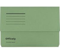 Officely Document Wallets Foolscap 285gsm, Green - Box of 50