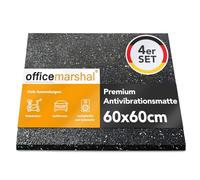 OfficeMarshal 4 x Anti-Vibration Mat 60 x 60 cm, 5 mm Thick - Can be Cut to Size Anti-Vibration Mat for Washing Machine & Dryer, Rubber Underlay, Washing Machine Mat, Rubber Mat