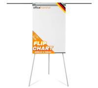 OfficeMarshal Flipchart Mobile Whiteboard with Roller Base Stand 73 x 105 cm Height Adjustable up to 210 cm, Writeable, Dry Erase, Magnetic (Coyote)