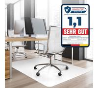 OfficeMarshal Floor Protection Mat, Office Chair, Desk Chair Underlay, Transparent, Underlay Desk Protective Mat, Floor Protection Mats for Office Chairs, 114 x 150 cm for Hard Floors (White)