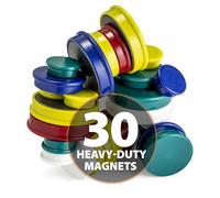Officemate Assorted Heavy-Duty Magnets, Circles, Assorted Sizes & Colors, 30/Tub (92501)