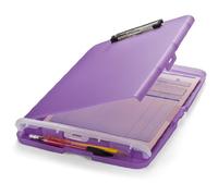 Officemate Clipboard Storage Box (A4 Size) - Slim & Compact Document & Paper Storage Box File with Clip Board & Separate Pen Compartment - Great for Office, Hospitals, Job Site & Classrooms - Purple