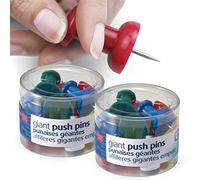 Officemate Giant Push Pins, 1.5" Assorted Colors, 2 Tubs of 12 (92905)