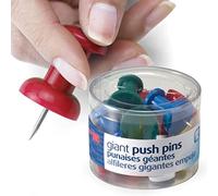 Officemate Giant Push Pins 1.5 Inch, Assorted Colors, Tub of 12 (92902)