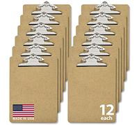 Officemate Letter Size Wood Clipboards, 6 Inch Clip, 12 Pack Clipboard, Brown (83712)