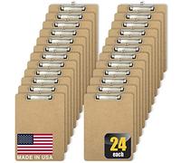 Officemate Letter Size Wood Clipboards, Low Profile Clip, 24 Pack Clipboard, Brown (83824)