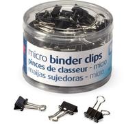 Officemate Micro Size Binder Clips, Black, 100 per Tub (31030)