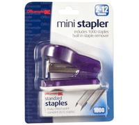 Officemate OIC Mini Stapler with 1000 Standard Staples, Comes in Assorted Colors - Red/Blue/Green/Purple (97753)