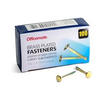 OfficemateOIC Brass Plated Fasteners, 1.25-Inch Length, 0.375-Inch Head, 100 per Box (99815)