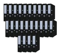 OFFICER PRODUCTS Document Binders A4/Set of 24/75 mm/7,5 cm/Black/Ring Binder/PP Plastic Cover/Locking Mechanism/File Folder/Document Organisation/Archiving & Home Office File Organizer