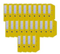 OFFICER PRODUCTS Document Binders A4/Set of 24/75 mm/7,5 cm/Yellow/Ring Binder/PP Plastic Cover/Locking Mechanism/File Folder/Document Organisation/Archiving & Home Office File Organizer