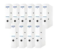 OFFICER PRODUCTS DONAU Binder Lever Arch File/Folder Wide/Pack of 10 / DIN A4 / 7,5 cm / 10 Pieces/White/Plastic Cover PP/Cardboard Paper