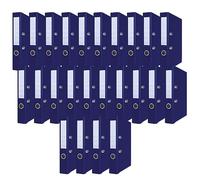 OFFICER PRODUCTS Pack of 24 folders, Dark Blue, DIN A4/50 mm, Paper Cardboard/Plastic Cover, PP Slotted Folder, Office Folder, Paper Folder, Metal Edge Protection