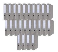 OFFICER PRODUCTS Pack of 24 folders, Grey, DIN A4/50 mm, Paper Cardboard/Plastic Cover, PP Slotted Folder, Office Folder, Paper Folder, Metal Edge Protection