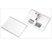 OFFICER PRODUCTS Plastic Name Badges/Name Badges/Pack of 50/90 x 57 mm/ID Card Holder/with Insert Tags/with Combination Holder: Pin & Clip/ID Card Holder/Business Cards 20023311-90