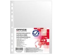 OFFICER PRODUCTS Products 21141415-90/100 Pieces/DIN A4/Grained Top Open Transparent Pockets Perforated Plastic Cover for Documents Papers Files Folder/PP/Transparent 50 Microns