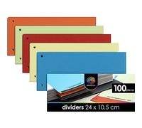 OfficeTree 100 File Dividers A4 - Colourful Folder Dividers 180 g/m² - Perfect for A4 & A5 - Perforated