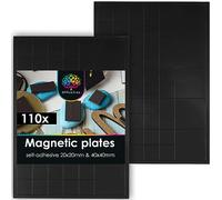 OfficeTree 110 x Magnetic Squares Self Adhesive - 100x 20x20mm & 10x 40x40mm - Magnetic Stickers adhesion to Whiteboards and Pin Boards - Magnetic Picture Hanger - Magnet Stickers - Craft Magnets