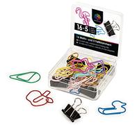 OfficeTree 16 x Coloured Paper Clips Motif - Funny Paper Clip Set Including 5 foldback Clips - Decorative Desk Paper Clips in Handy Storage Box