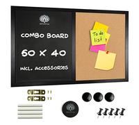OfficeTree 2 in 1 Notice Boards for Home - 24x16 in - Cork Board 60 x 40 cm & Magnetic Chalkboard Combo - Notice Boards for Home & Office Including Magnets, Chalk and Eraser