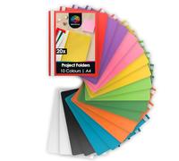 OfficeTree 20x Project Folders A4 Plastic - 10 Colours - Plastic Folder for School, University, Office - Report Files A4 - Project Folder - Presentation Folders - Project File