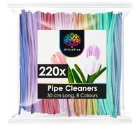 OfficeTree 220x Pipe Cleaners for Craft Pastel - 8 Colours - 30 cm Long - Pastel Pipe Cleaners for Flowers or Animals DIY - Chenille Stems - Coloured Pipecleaners for Craft Work
