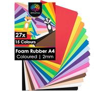 OfficeTree 27x Craft Foam Sheets A4 2mm - 15 Colours - Coloured Foam Sheets for Crafts 8.3 x 11.7 in - EVA Sheets for Arts, DIY and School Projects - Foam Paper for Crafting