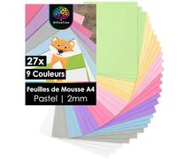 OfficeTree 27x EVA Foam Sheets A4 Pastel - 9 Colours - 2mm - Foam Paper for Crafting 8.3 x 11.7 in - Craft for DIY Arts & Scrapbooking