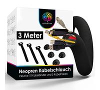 OfficeTree 3 Metre Cable Tidy Sleeve for PC/TV/Desk - Neoprene Cable Sleeve incl. 10x Cable Ties & 5x Cable Hooks - Double-sided Black/White - Cable Management Sleeve individually Cuttable