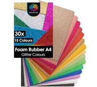 OfficeTree 30x Glitter Foam Sheets 2mm EVA Foam Rubber A4 for Crafts