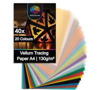 OfficeTree 40 x Coloured Vellum Paper A4 for Craft - 20 Colours Gold & Silver - Printable Vellum Sheets - Coloured Parchment Paper for Craft - Translucent Papers for Making Lanterns