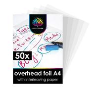 OfficeTree 50 Acetate Sheets A4 - Laser Printer Transparency Film A4 - Overhead Projector Sheets - for Optimal Printing and Projection Quality - OHP Transparency Sheets