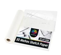 OfficeTree 50m Tracing Paper Roll 33cm Width - 40 GSM - White Translucent - Sewing Pattern Paper for Dressmaking - Roll of Tracing Paper for Drawing Sketching or Technical Drawings