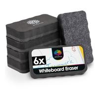 OfficeTree 6X Whiteboard Eraser Magnetic - Black - Whiteboard Rubber Magnetic - Magnetic Whiteboard Eraser Dry & Effective Cleaning - Whiteboard Erasers - Magnetic Board Rubber - Chalk Eraser