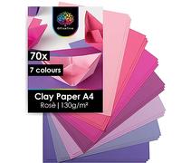OfficeTree 70 x Pink Coloured Paper A4-7 Colours - 130 g/m² - Crafting Set Children Coloured Card A4 for Crafting Designs - Pink Construction Paper - Coloured Card A4