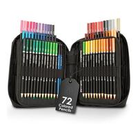 OfficeTree 72x Colouring Pencils Set for Adults - Professional Coloured Pencils - Oil-based Soft Leads incl. Soft Case - Soft Core High Pigment Artist Drawing & Sketching Pencils with Accessories