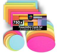 OfficeTree 750 x Presentation Cards Set, Colourful, Round, Oval and Rectangular, Metaplane Cards, Presentation Cards in 6 Assorted Colours, Presentation Set as Seminar Accessories for Presentation and