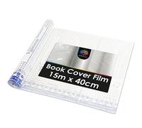 OfficeTree Clear Book Cover Film Self Adhesive - 590 × 16 in 15m x 40cm - 60μ Strong - Sticky Book Covering Film - Book Laminate Roll - Clear Sticky Back Plastic Roll for School Books