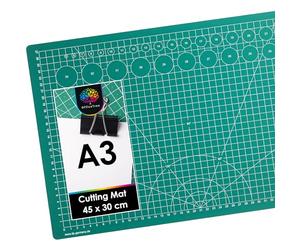 OfficeTree Cutting Mat A3 Self Healing - Green Cutting Board Craft 45 x 30 cm - Double Sided Grid - PVC 3 Layers Quilting for Sewing, Crafting, Modelling, Scrapbooking
