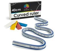 OfficeTree Flexible Curve Ruler - 40 cm / 16 Inch Double-Sided - Includes 4x Tailor’s Chalk - Flexible Ruler for Sewing & Pattern Making - Curve Flex - Flexicurve - Tailoring ruler