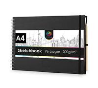 OfficeTree Sketch Book A4 Spiral Bound - Landscape Sketchbook - 96 Pages 48 Sheets - Sketchbook A4 200gsm - White Blank Paper - Watercolour Sketchbook - Art Sketch Book Includes Pencil