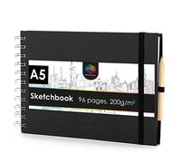 OfficeTree Sketch Book A5 Spiral Bound - Landscape Sketchbook - 96 Pages 48 Sheets - Sketchbook A5 200gsm - White Blank Paper - Watercolour Sketchbook - Art Sketch Book Includes Pencil