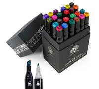OfficeTree Twinmarkers Set of 24 Alcohol-Based Pens - Professional Drawing Pens - Intense Colours - Promarker Alcohol Marker for Sketching, Drawing, Painting, Layout