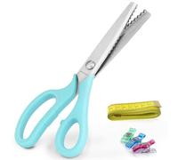 OfficeTree Zigzag Scissors - with 20 Fabric Clips and Tape Measure - Pinking Shears for Fabric Cutting - Crimping Scissors Fabric - Zig Zag Scissors - Pinking Shears for Paper, DIY or Crafting