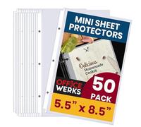 Officewerks Heavyweight Clear Mini Sheet Protectors Holds 5.5 x 8.5 Inch Sheets, Fits a 3-Ring Binder, Crystal Clear and Acid-Free with Reinforced Holes, Top Loading, Archival Safe (50 Pack)