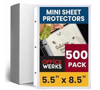 Officewerks Heavyweight Clear Mini Sheet Protectors Holds 5.5 x 8.5 Inch Sheets, Fits a 3-Ring Binder, Crystal Clear and Acid-Free with Reinforced Holes, Top Loading, Archival Safe (500 Pack)