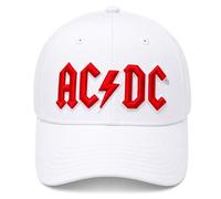 Official AC/DC Adults Baseball Cap - 100% Cotton Adjustable Unisex Rock Band Cap - Embroidered AC/DC Logo - Navy Blue, White or Sand