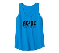 Official AC/DC Back in Black Logo Rock Band Music Vintage Tank Top, Women, Sapphire Blue, Small