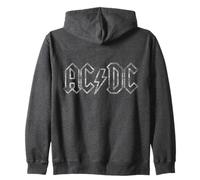 Official AC/DC Jagged Logo Dark Heather Band Music Vintage Zip Hoodie